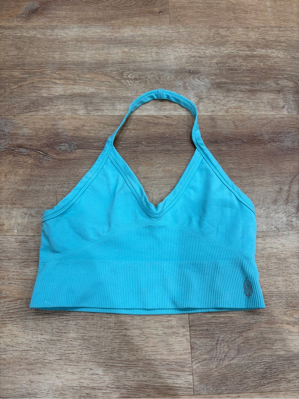 Free People Ribbed Halter Crop Top - Turquoise